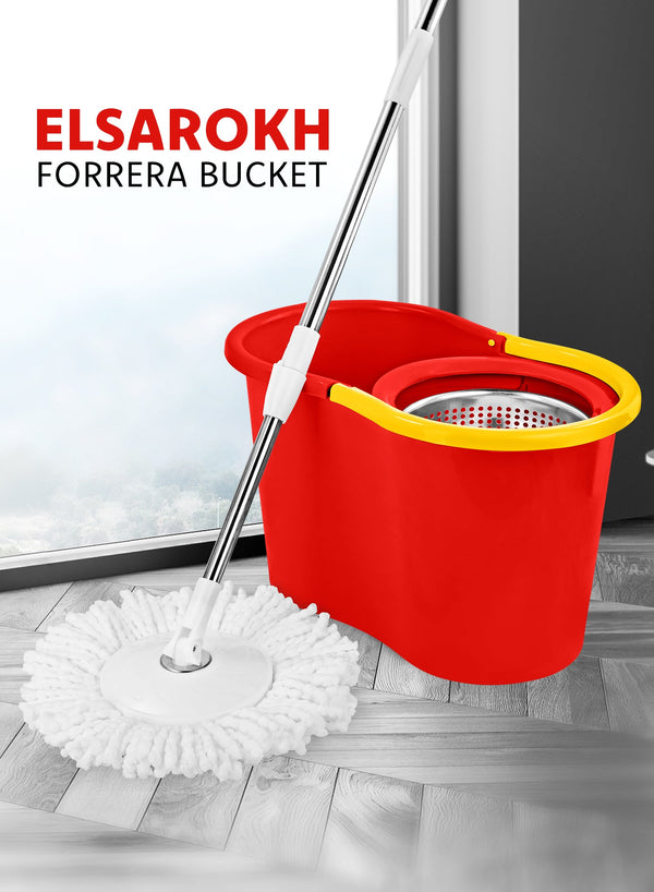 Forera Bucket with Spin Metal Wringer Light green And Orange