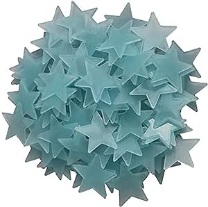 100 Pieces Plastic 3D Stars Glow In The Dark Stickers |Blue