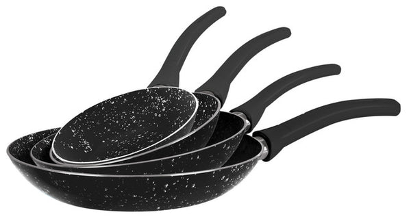 Grandi Cook Marble Fry Pan Set 16-18-24-26 Granite Black