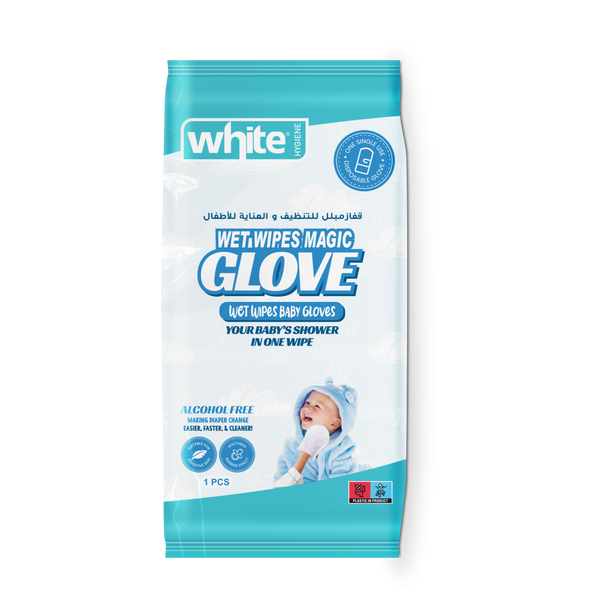 White Wet Wipes Baby Glove | 1 Glove