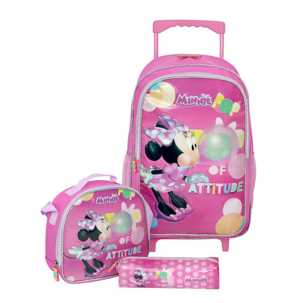 3-in-1 Set Minnie Girls' School Trolley Bag 18"