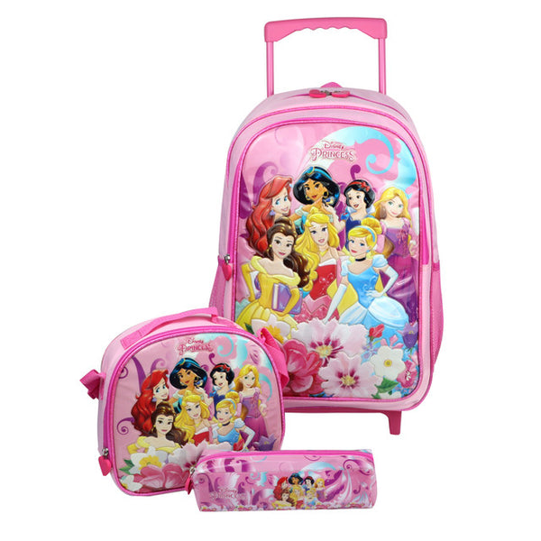 3-in-1 Set Princess Girls' School Trolley Bag 18"
