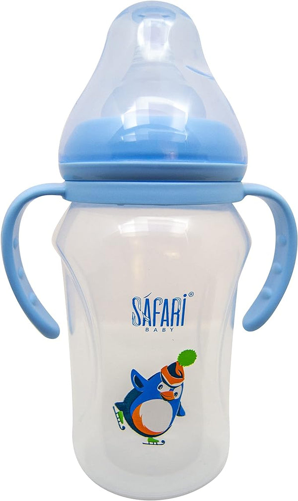 Safari Wide Neck Feeding Bottle With Handle - 270Ml | Blue