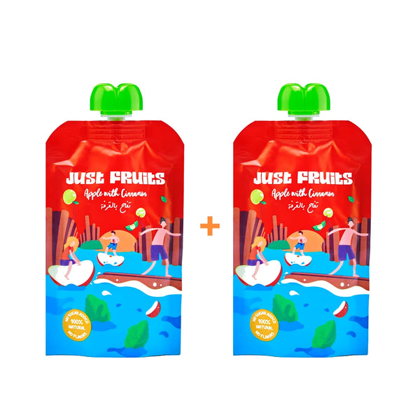 Just Fruits Apple with Cinnamon Puree Pouch Snack - 110 gm (Bundle)