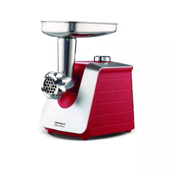 Sonai Meat Mincer Red Color 1000 Watt 3 Stainless Steel Discs
