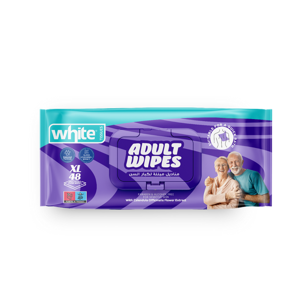 White Adult Wipes XL | 48 Wipes