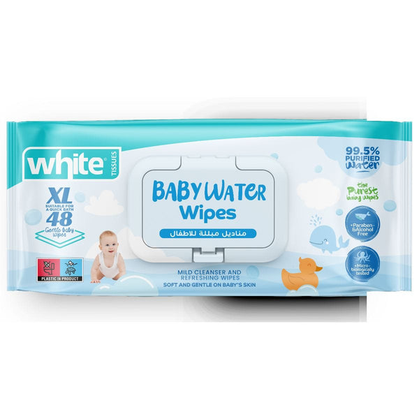 White Baby Water Wipes XL | 48 Wipes