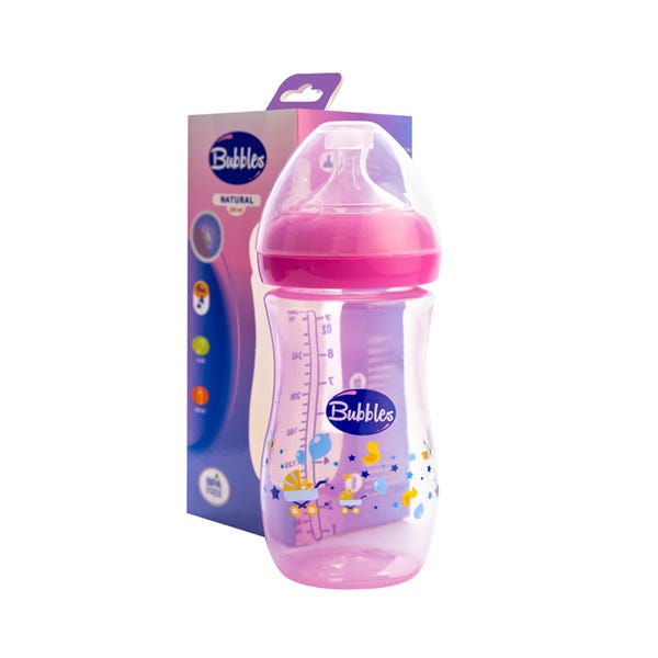 Bubbles Baby Natural Feeding Bottle - 280 ml - Pink