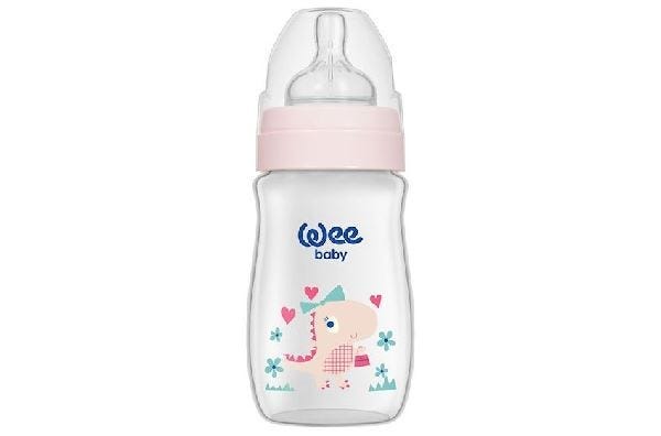 Wee Baby Pink Dino Classic Plus Bottle, 250 ml - Pink