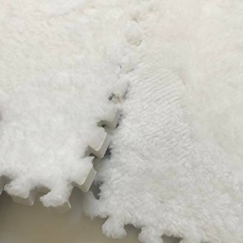 Smabee Interlocking Carpet Shaggy Soft Eva Foam Mats | 6 Pieces White & 6Pieces Gray