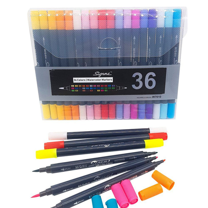 <p>

This M&G Chenguang Water-soluble Marker Set Double-head 36Colors - No:APMW7610 is the perfect tool for any artist! Made of high quality materials, this set contains 36 colors of aqua marker pens with double sided tips, perfect for creating smooth lines and intricate details. The soft bullet tip makes it easy to get the right amount of ink onto the paper. Plus, the set includes 60 markers in total, giving you plenty of colors to choose from. The markers are perfect for a wide range of activities, from c