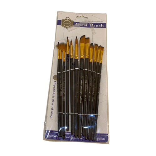 <p>

This Keep Smiling Artist Brush Set Black - 12pcs - No:121 is an essential for any budding artist. This set is made of high quality material and contains 6 different sizes of brushes to ensure that you have the perfect brush for any painting job. These brushes are sized 1, 3, 5, 7, 9, 11, 2, 4, 6, 8, 10, and 12 for precise and accurate brush strokes. The smooth hairs of these brushes make them ideal for use with all types of colors. Additionally, this set is made in China, ensuring that you're getting a