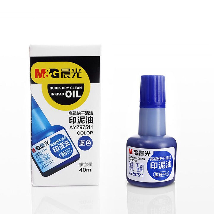 <p>

The M&G Chenguang 40ml Quick-Drying Printing Oil 3 Blue - No:AYZ97511 is a high quality product designed to provide an easy and efficient way to print. This product features a Chenguang ink pad oil blue full color 210MM, which is a quick dry clean inkpad oil that is storage-resistant and non-volatile. After being stamped, it can quickly penetrate into the inner layer of the paper to achieve the purpose of quick drying. It also offers water resistance, light resistance, and stable storage. The ink is al