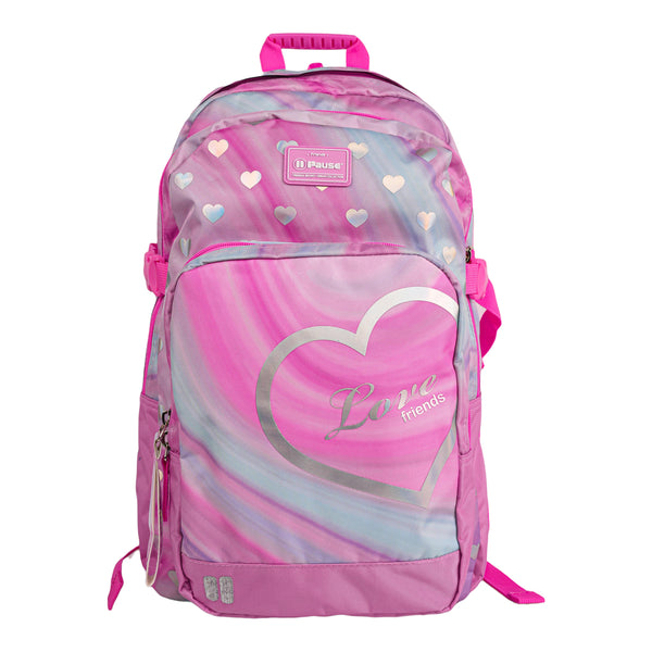 Silver Hearts Pastels Pause Backpack 19"