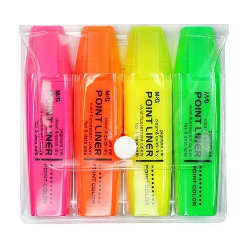 <p>

This M & G Phosphory Highlighters Kit 4 Pen is perfect for all office and school needs. It includes four colors of highlighters that are perfect for highlighting important notes and documents. The colors included are pink, green, yellow and blue, making it easy to organize and categorize documents. The highlighters are non-toxic and low-odor, making it safe to use in any environment. The ink is made to last and will not smudge or fade, making it perfect for long-term use. The pens also feature a comfor