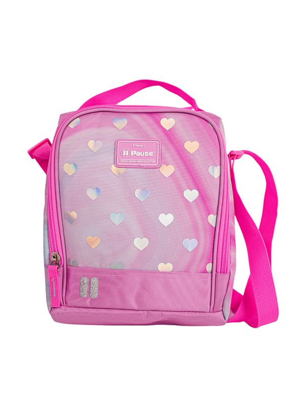 Silver Hearts Pastels Pause Insulated Lunch Bag