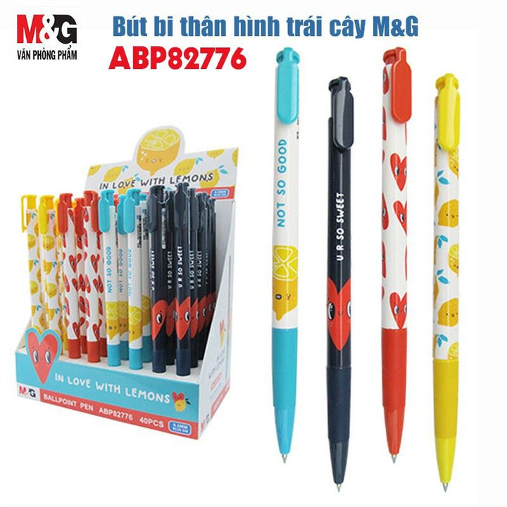 <p>

M&G Colored Ball Pen - No:ABP82776 - 0.5mm is a high quality pen made in China. This ball pen features a colorful body with a variety of colors to choose from. The pen tip is designed to provide a smooth writing experience and is suitable for both study and office use. The pen uses a 0.5mm ball point tip to produce a crisp and clear blue line. The body of the pen is designed with a cute and stylish look that will be sure to turn heads. This pen is perfect for any student or office worker who needs to m