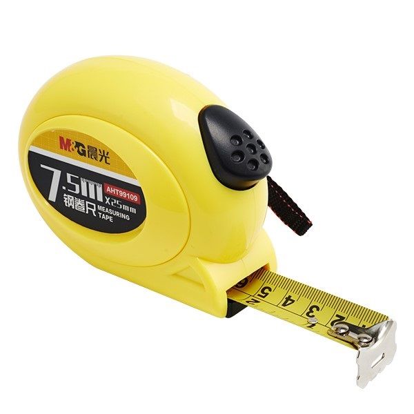 <p>

The M&G Measuring Tape With Self Locking Mechanism No: AHT99109 is an accurate, reliable, and durable measuring tape perfect for any measuring job. This measuring tape is made in China from high-quality materials, including a stainless steel blade for long-term use and an ABS case for durability and high-impact protection. The self-locking mechanism allows for a smooth and easy extension of the blade with a simple push of the button. The measurements are accurate both inside and outside, making it perf