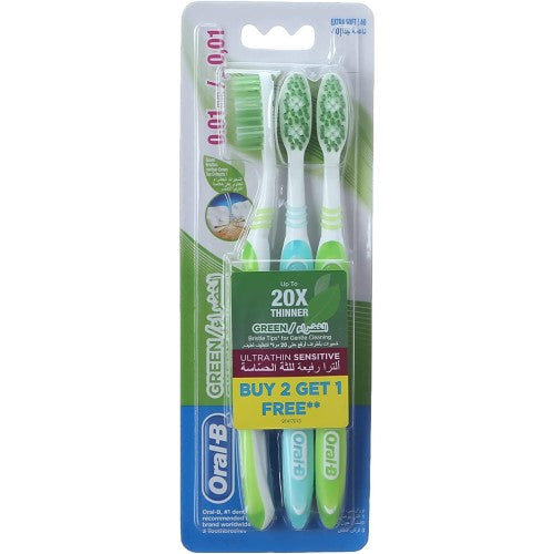 Oral-B Toothbrush Ultra Thin Sensitive Green 2+1