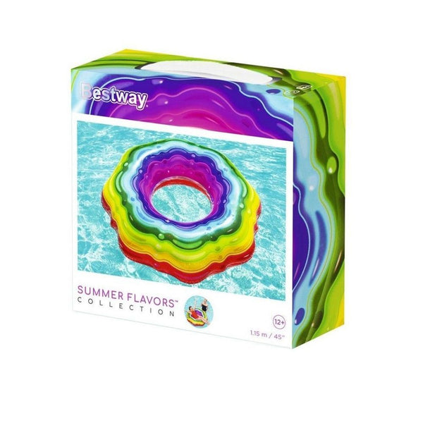 <p>
The Bestway Circle Inflatable Rainbow Ribbon 12 - 115 cm - No:36163 is a great way to add a splash of color to your pool or lake. This inflatable is made of high quality material and is designed to last. It measures 115cm and has a maximum load capacity of 90kg. It is easy to inflate thanks to the air valves and comes with a self-adhesive repair patch for any minor damages. This product is made in China and is sure to bring you years of enjoyment. It's perfect for playing, lounging, or simply admiring i
