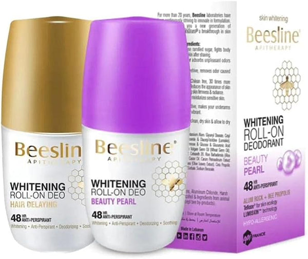 Beesline Whitening Roll On (Hair Delaying +Beauty Pearl) Promo Pack 2In1 - Hair Delyaing Deo 3In1 - Rich In ���T"