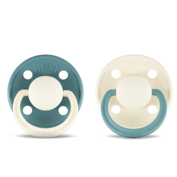 Rebael Natural Rubber Round Pacifier | Rainy Pearly Mouse/Frosty Pearly Snake | Size 1 (0-6M)
