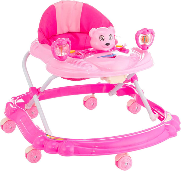 Tots Baby Walker With Bear Shape | Pink & Rose