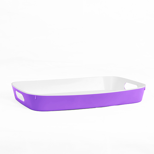 Grandi Home Glassy Tray Purple And White