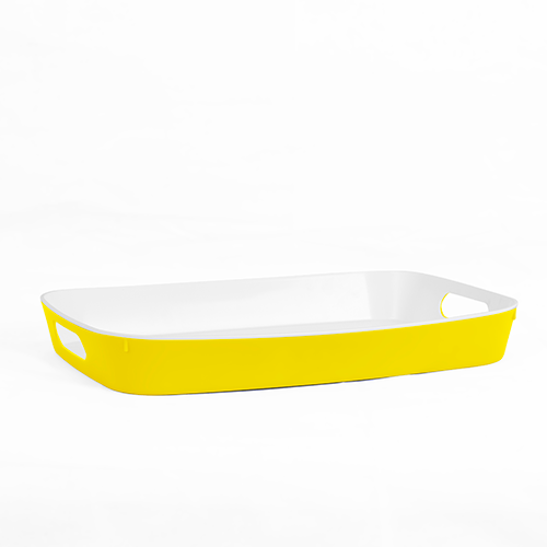 Grandi Home Glassy Tray Yellow And White