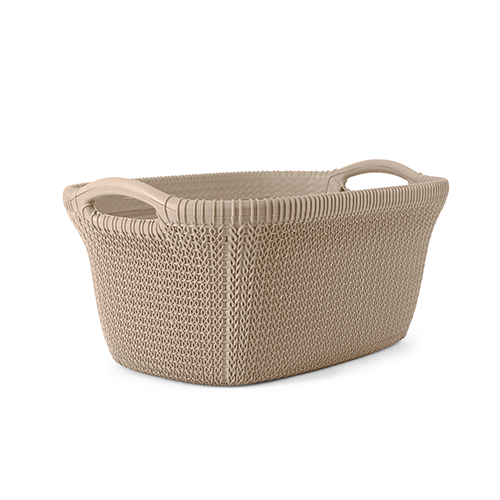 Laundry Basket Palm Oval Beige Cafe