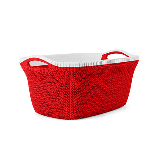 Laundry Basket Palm Oval Red And White