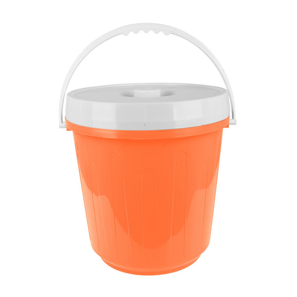 Bucket with cover Large Red Orange And White