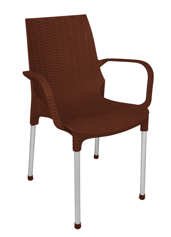 Helal Rattan chair Arabesque with stainless leg Brown