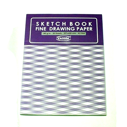 <p>
The Yassin Fine Paper A3 Sketch Book is an ideal choice for any artist or hobbyist looking to create beautiful artwork. This sketch book contains 20 sheets of premium quality, 140 g/m paper that is perfect for drawing, sketching and painting. The sheet size is 297*420 mm, which is an A3 size, making it ideal for larger projects. The paper is acid-free and fade-resistant, so you can be sure your artwork will be preserved for years to come. Its weight and texture make it perfect for both pencils and marke