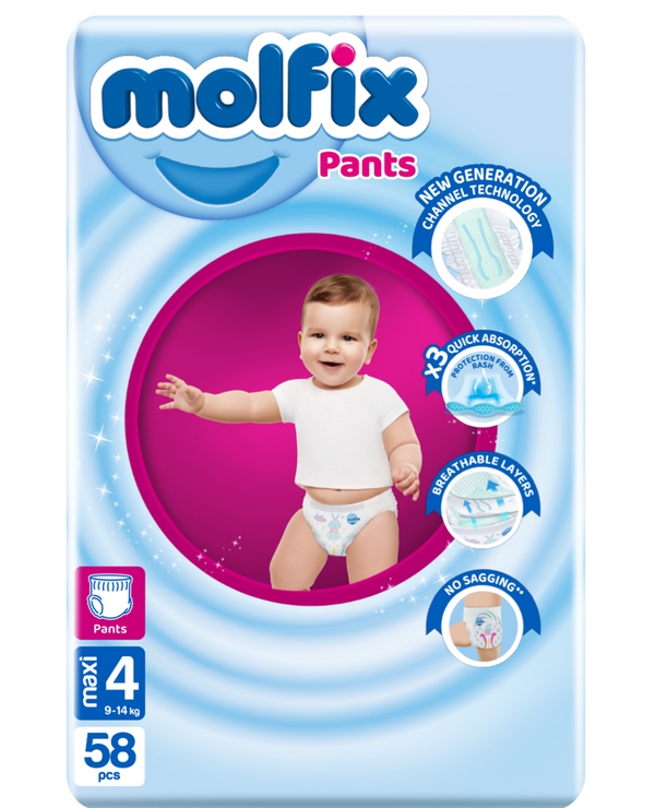 Molfix Size 4 Maxi Pants - 9-14 kg - 58 Diapers