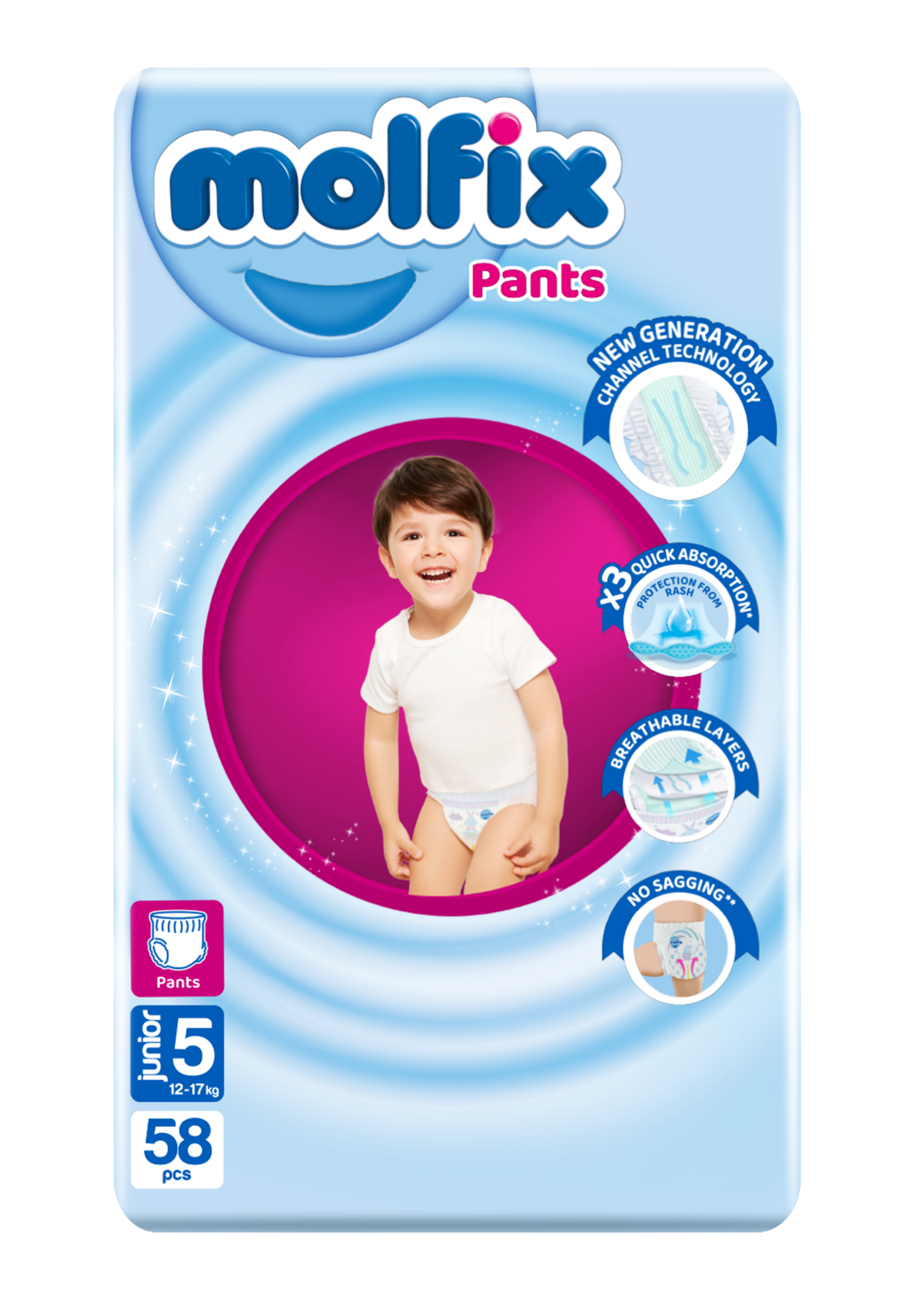Molfix Size 5 Junior Pants 12-17kg 58 Diapers