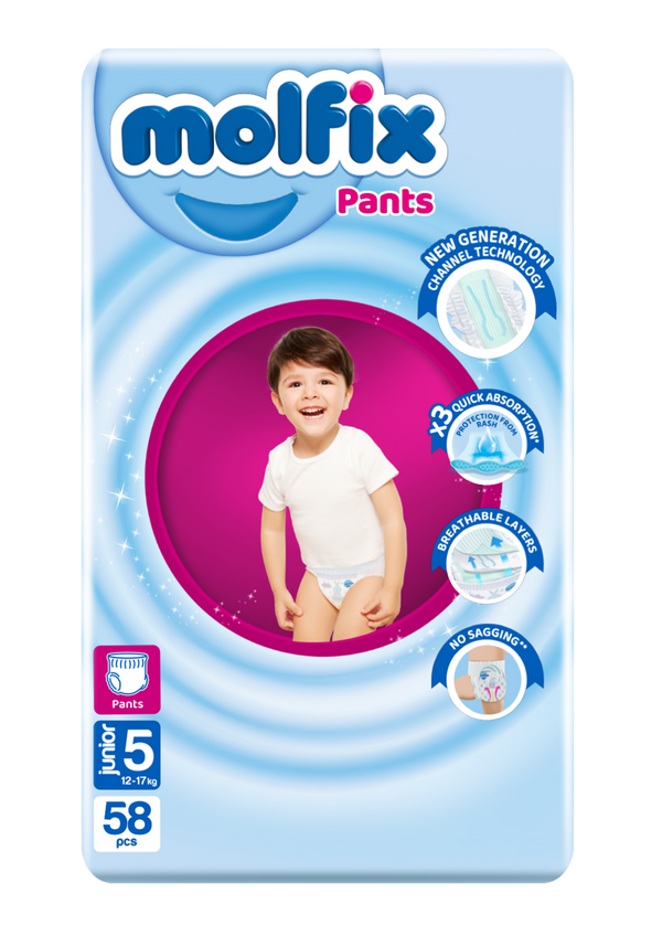 Molfix Size 5 Junior Pants|12-17 kg|58 Diapers