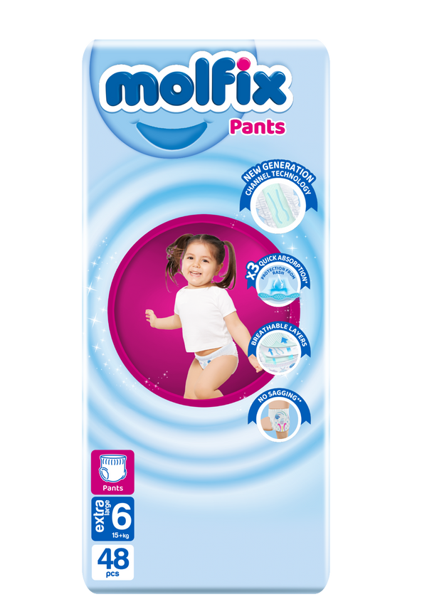 Molfix Size 6 Extra Large Pants - 15+ kg - 48 Diapers