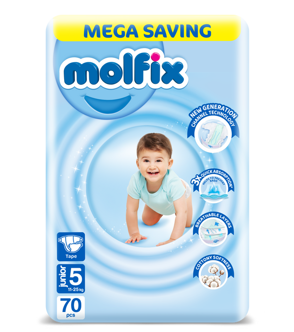 Molfix Diapers Mega Pack Junior Size 5 - 70 Pieces