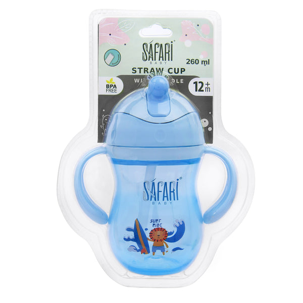 Safari Straw Cup 260Ml 12+M With Handles | Blue