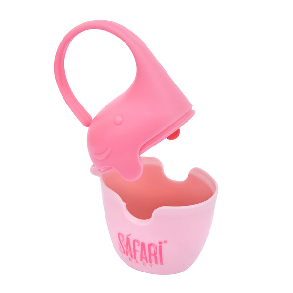 Safari Soother Container With Hanger | Pink