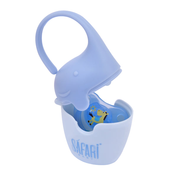 Safari Soother Container With Hanger | Blue
