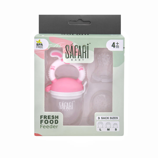 Safari Silicon Fruit Feeder With 3 Different Sizes Sacs, S-M & L | Pink
