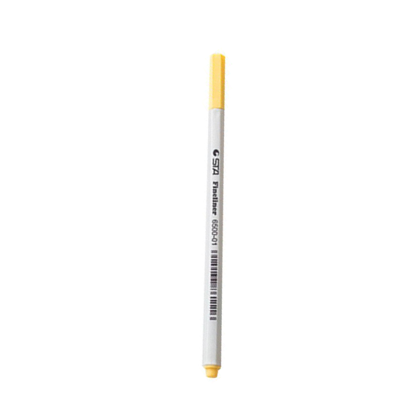<p>

The STA Fineliner Pen Yellow No.6500-01 is a slim and lightweight pen with a 0.3mm superfine metal-clad tip. Its hexagonal-shaped barrel provides fatigue-free writing, while its dry-safe feature allows for several days of cap-off time without ink drying out. The pen is also acid-free, making it safe to use in art projects and documents. Its lightweight design and ergonomic shape makes it easy to carry in a pocket or bag, making it perfect for on-the-go use. With its superior writing performance, the ST