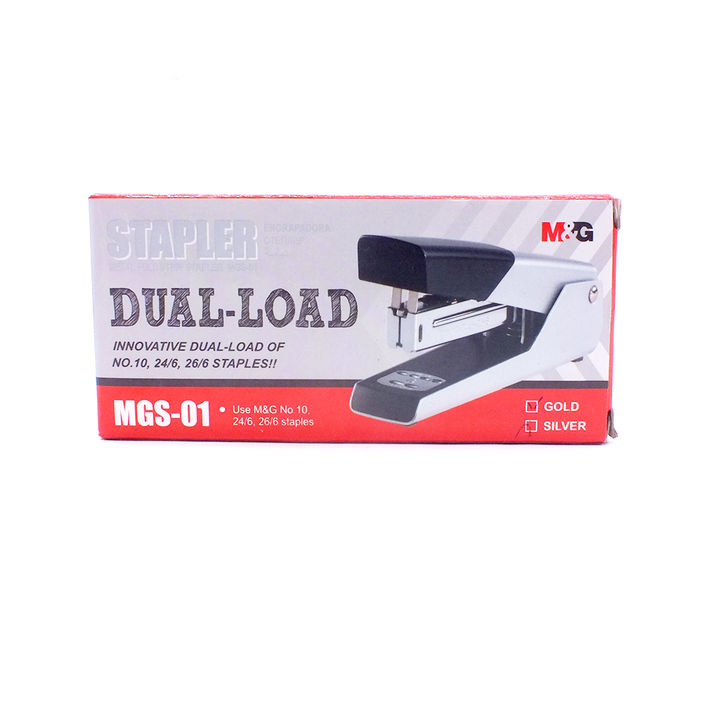 <p>

The M&G Dual-load Stapler No:92886 is a must-have for any home or office. This innovative dual-load stapler is made of high-quality materials and is designed to accommodate both No.10, 24/6 and 26/6 staples. It is a lightweight, yet durable stapler that is easy to use and can be used for a variety of tasks. The stapler has an ergonomic design that provides a comfortable grip, allowing you to staple quickly and accurately. The stapler also features a spring-loaded mechanism that ensures reliable staplin