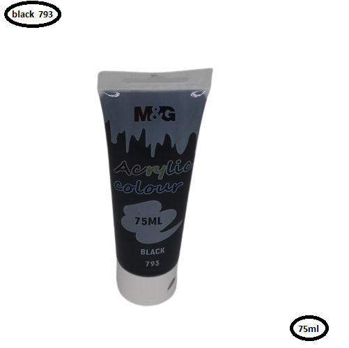 <p> 

M&G Acrylic Colour Tube Black (793) 75 ML No: APLN6598 is an acrylic color made in China with high quality pigments and advanced production methods. It is a great choice for all kinds of painting projects, including canvas, fabric, paper and wood. This color is designed to be easy to use for both amateurs and experts and is a great option for those looking for a reliable and high quality paint. This color is also environmentally friendly, as it requires no solvents during production. It is a great cho