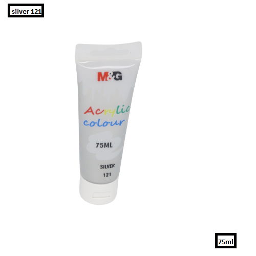 <p>

M&G Acrylic Colour Tube Silver (121) 75 ML No: APLN6598 is a high quality and advanced product that is perfect for any painting project. Made in China, this colour tube is made from only the finest quality materials and is manufactured in our facility using advanced production methods to ensure that it is of the highest quality. The high quality pigments used in this product are environmentally friendly and no solvents are required for use.

This product is ideal for use on canvas, fabric, paper, and w