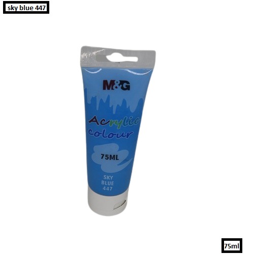 <p> 

M&G Acrylic Colour Tube Sky Blue (447) 75 ML No: APLN6598 is an excellent choice for any artist looking for a vibrant, deep, and rich color. This acrylic colour tube is made in China with high quality pigments, advanced production methods, and environmental friendly materials. It is suitable for use on canvas, fabric, paper, and wood and is good for both amateurs and experts. The tube contains 75ml of the vibrant sky blue pigment which is long lasting and easy to mix and blend. It is also good at pain