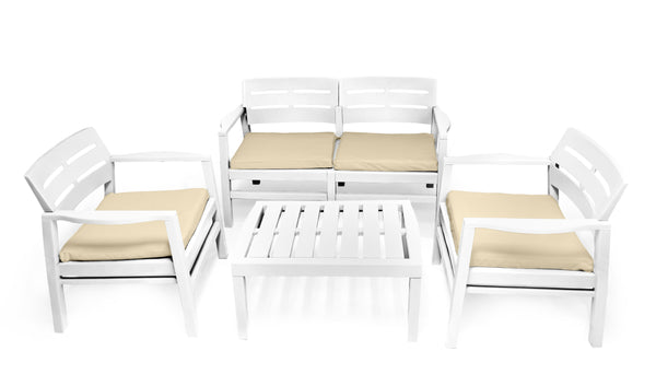 Entre Modern Wood Set for 4 Person White
