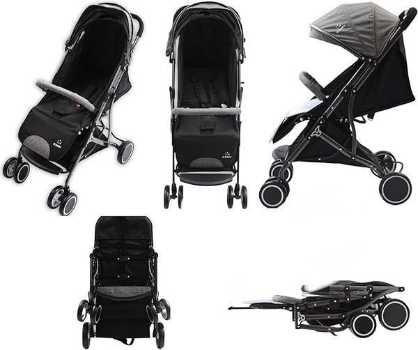 G Baby Stroller, Lightweight Stroller Travel Cabin - Ultra Compact Umbrella Stroller for Airplane, One-Hand Folding Baby Stroller, Stroller/Adjustable Multi-Position seat Backrest model v6/grey